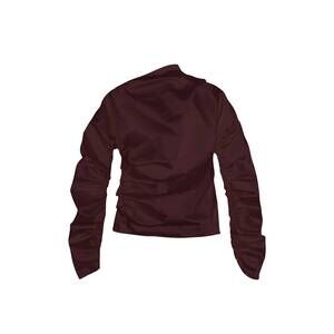 NEW GANNI women's ruched top in mauve wine